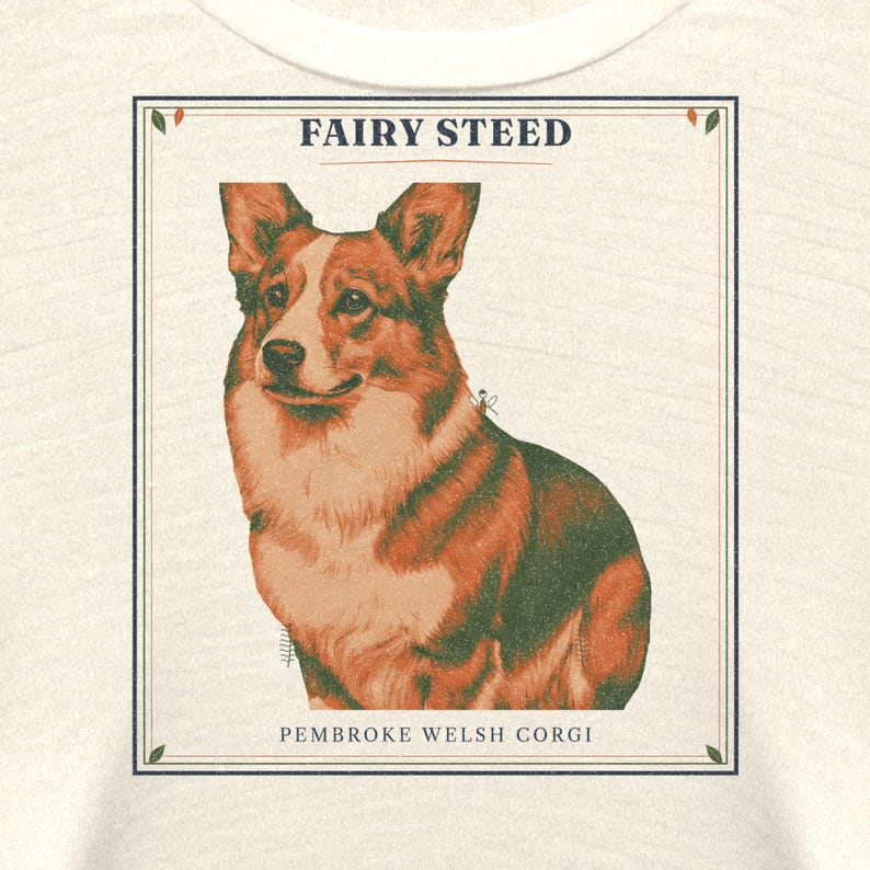 Corgi Shirt Fairy Steed, Pembroke Welsh Corgi Gift for Mom Dad, Vintage Storybook Dog Tee image 4