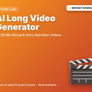 Fluxo de trabalho de geração de vídeos do YouTube com IA, resumo de filmes de 10 a 20 minutos e narração de histórias, criador de vídeos longos em Python, canal sem rosto (download digital)
