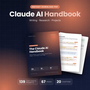 Guía de IA Claude para principiantes, más de 130 sugerencias, manual de Claude para escribir, investigar y trabajar, libro electrónico imprimible en PDF sobre productividad.