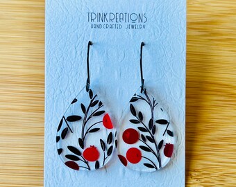 Cute floral bud print acrylic earrings
