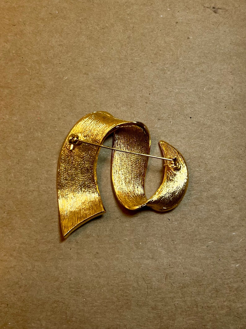 Vintage Gold sparkly ribbon brooch bild 2