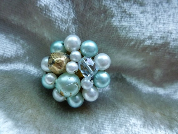 Aquamarine and Pearl Wired Earrings Made in Japan - image 4