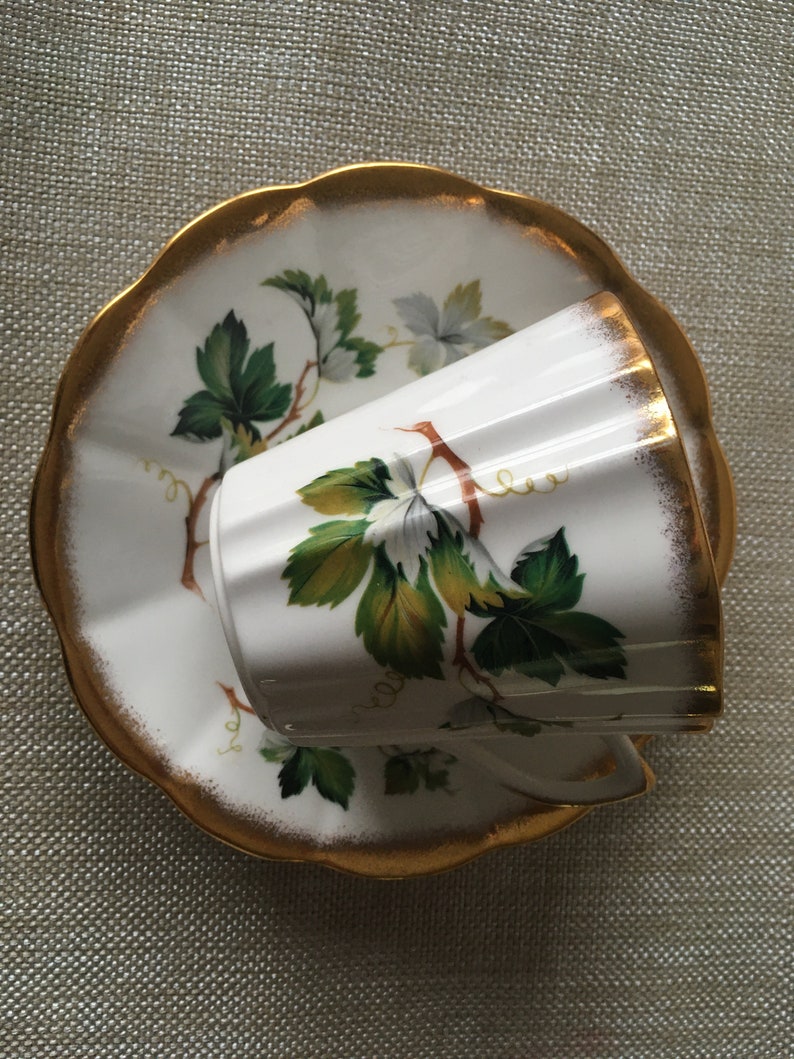 Rosina Bone China Teacup and Saucer Ivy Pattern Etsy
