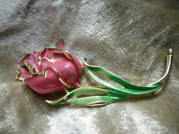 Charel Enamel Rose Pin - image 1