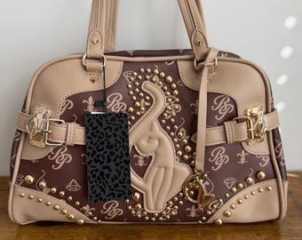 Nieuwe Baby Phat Brown Satchel Handtas Y2K Kattenlogo BP Gouden Tashanger