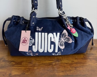 New Juicy Couture Spread Your Wings Butterfly Blue Satchel Shoulder Handbag Y2K