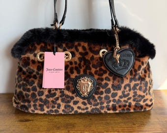 Nowa torebka na ramię Juicy Couture Glamour Gang w panterkę Y2K w kolorze czarno-brązowym