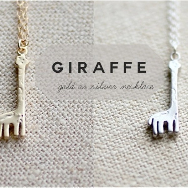 giraffe necklace - gold or silver -  fancy lemon petite jewellery