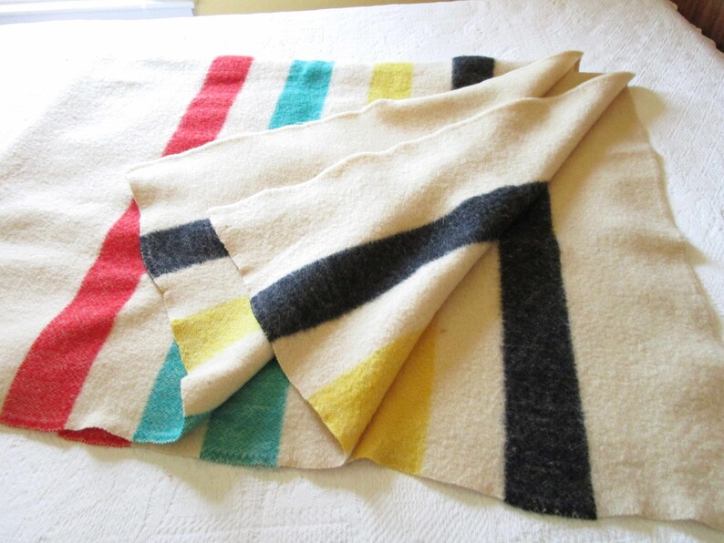 Striped Wool Blanket Red Green Yellow and Black Cream Etsy