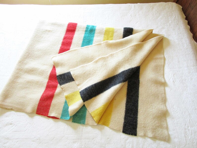 Striped Wool Blanket Red Green Yellow and Black Cream Etsy