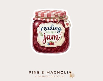 Reading Is My Jam Sticker | Cute Book Lover Sticker | Waterproof Reading Sticker | Kindle Decal | Librarian Gift | Bookish  Jam Sticker