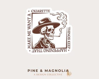 Skeleton Cowboy Sticker | Weatherproof Vinyl Decal (2 x 1.99)