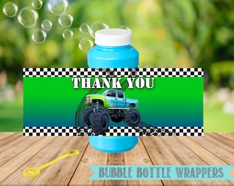 Monster Truck Bubble Bottle Labels- Monster Truck verjaardagsfeestje afdrukbare-digitale-Instant Download