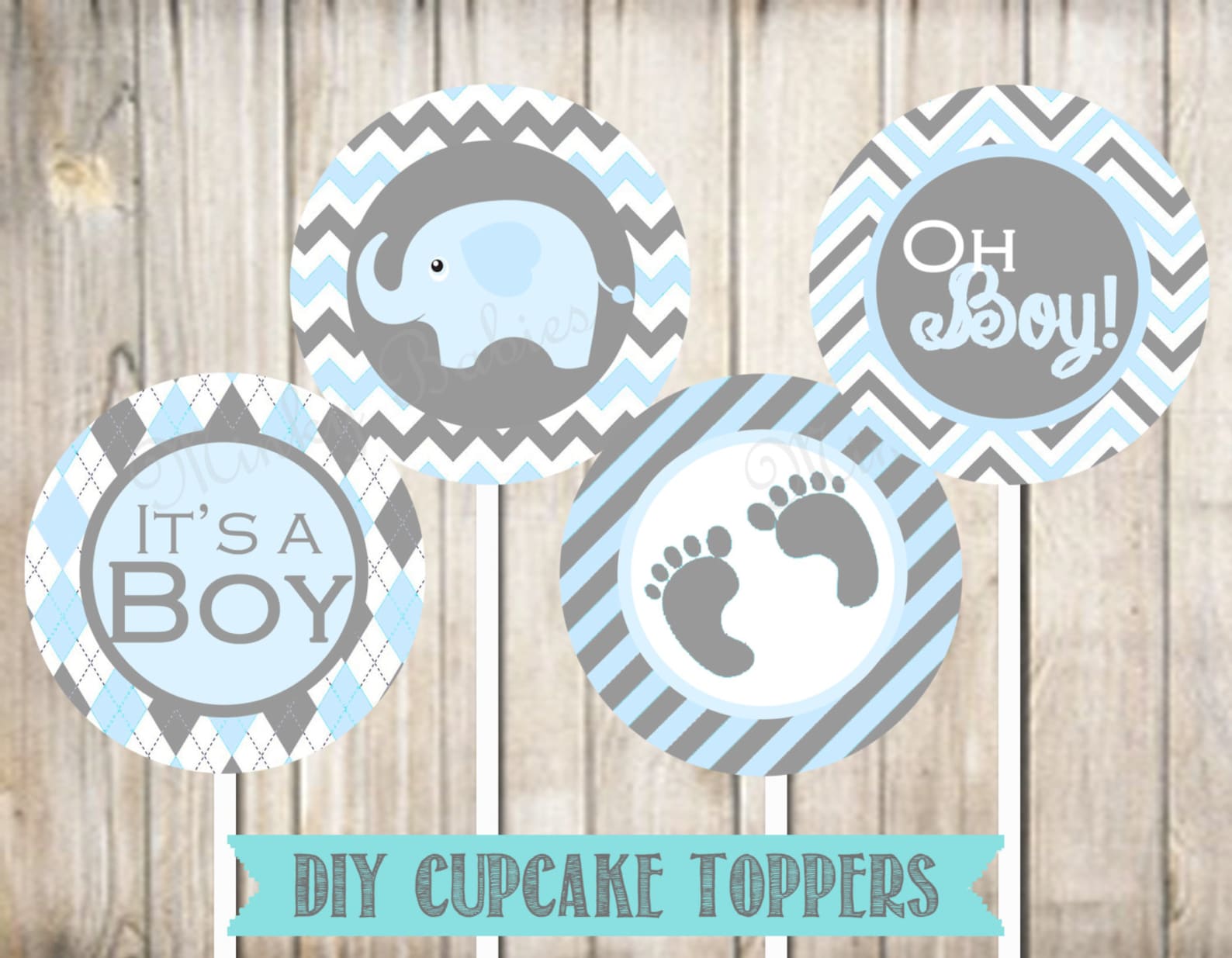 Baby Shower Cupcake Toppers DIY Printable Boy Baby Shower 4 Etsy