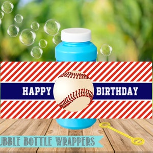 Baseball Bubble Bottle Labels- Baseball Birthday- Baseball Party- Digital- Instant Download
