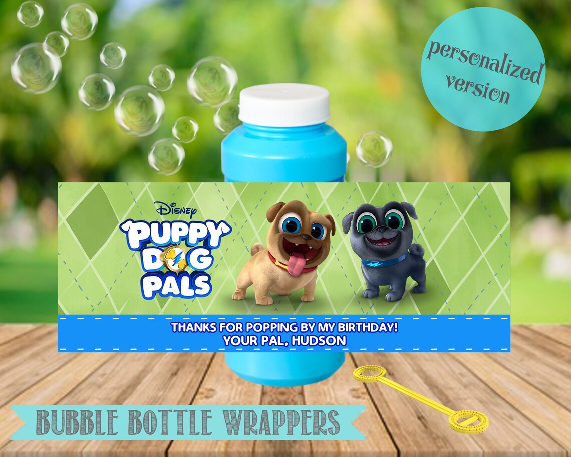 Puppy Dog Pals Bubble Bottle Labelspuppy Dog Pals Bubble Etsy