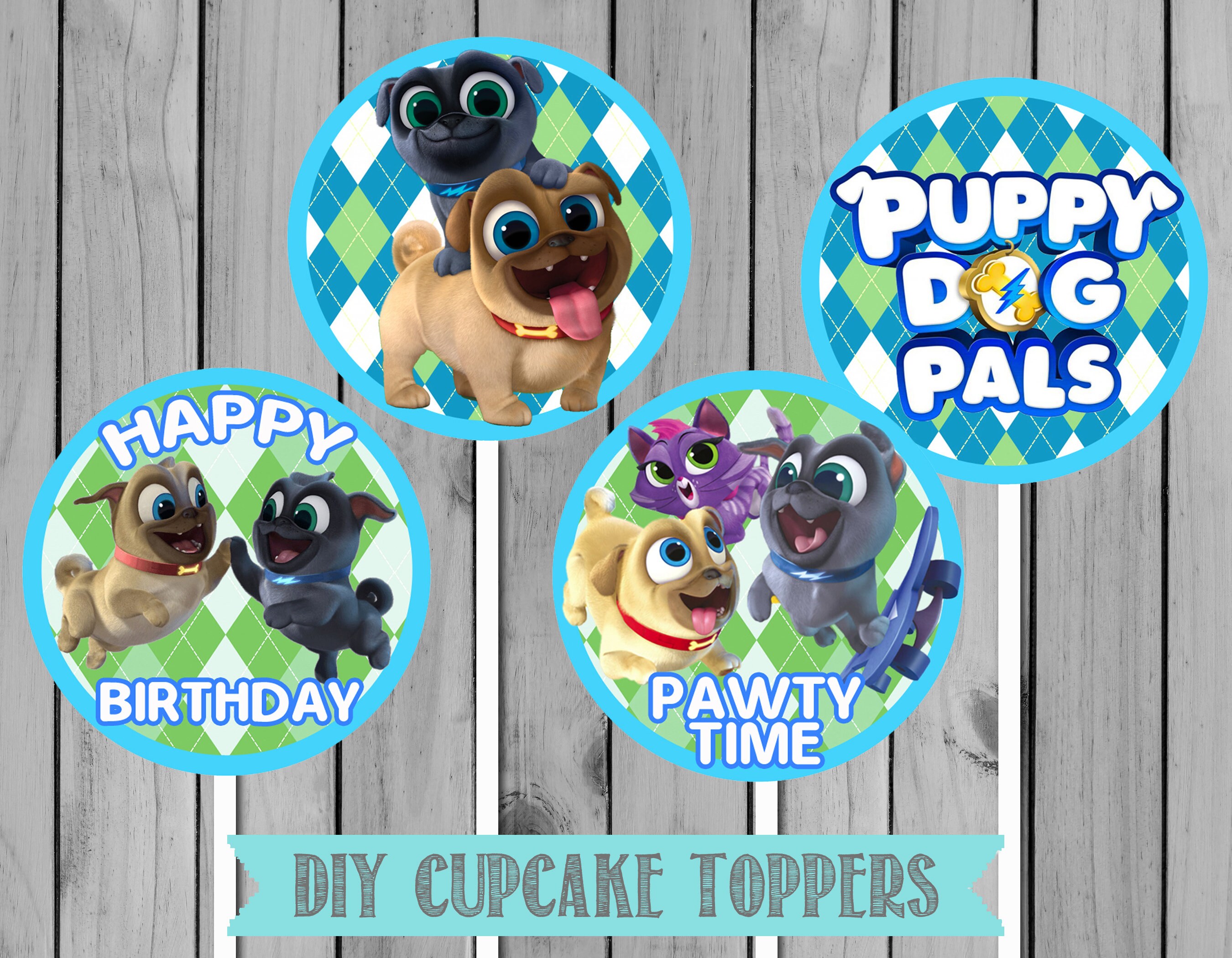 Puppy Dog Pals Cupcake Toppers Puppy Dog Pals Favor Tags | Etsy