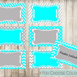 Blank Food Tent Cards Labels- Blank Place Cards- Digital- Instant Download- You Choose Colors