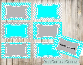 Blank Food Tent Cards Labels- Blank Place Cards- Digital- Instant Download- You Choose Colors