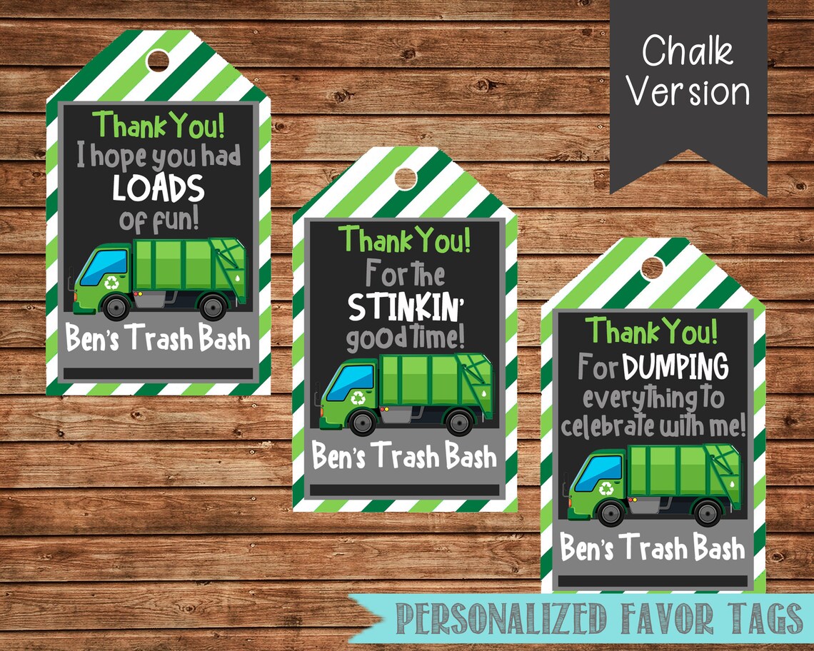 Trash Bash Favor Tagstrash Bash Thank You Tagstrash Bash Etsy