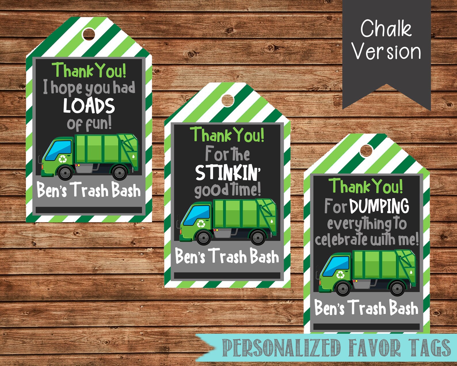 Trash Bash Favor Tagstrash Bash Thank You Tagstrash Bash Etsy