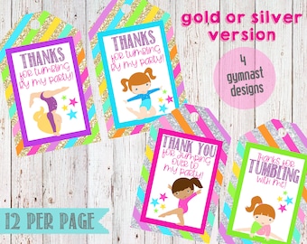 Gymnastics Favor Tags- Gymnastik Danke Tags- Gymnastik Geburtstagsparty-Instant Download-Digitale Datei