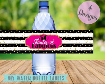 50th Birthday Water Bottle Labels- Digital-Instant Download