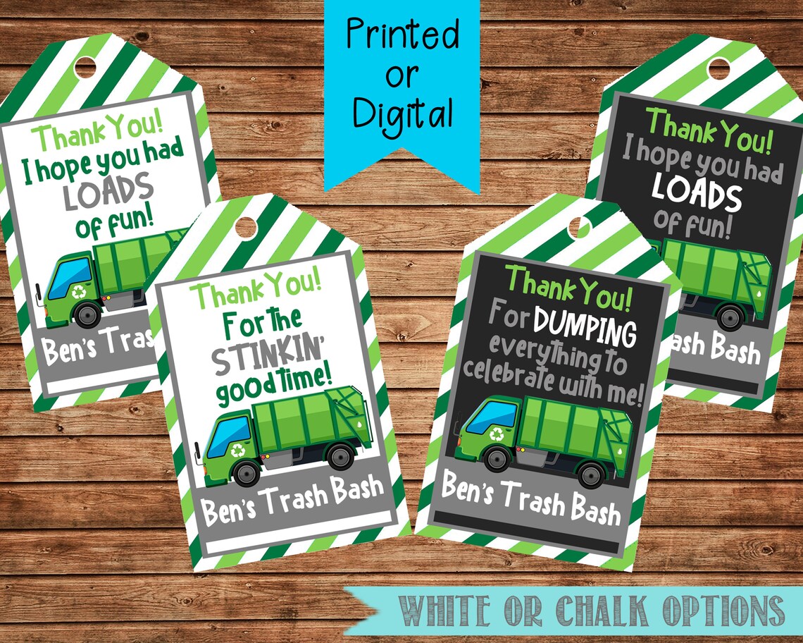 Trash Bash Favor Tagstrash Bash Thank You Tagstrash Bash Etsy