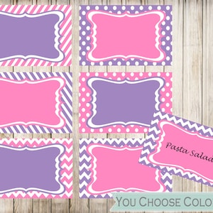 Blank Food Tent Cards Labels- Blank Place Cards- Digital- Instant Download- You Choose Colors