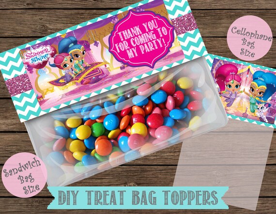 Shimmer and shinne Treat Bag Toppers Candy Bag Toppers Printable Candy Bag Toppers Labels for Birthday Party Favor Bags Instant Download