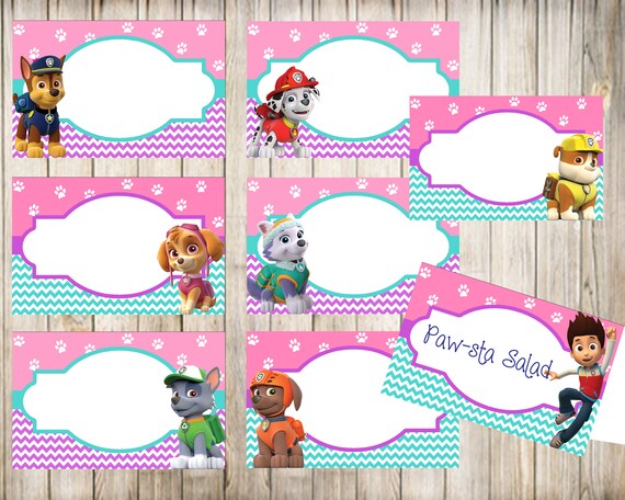 Paw Patrol Party Food Tents Paw Patrol Place Cards Paw Patrol ...