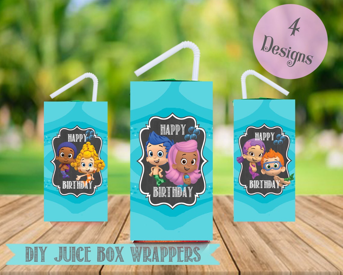 Bubble Guppies Juice Box Wrappersbubble Guppies Birthday Etsy