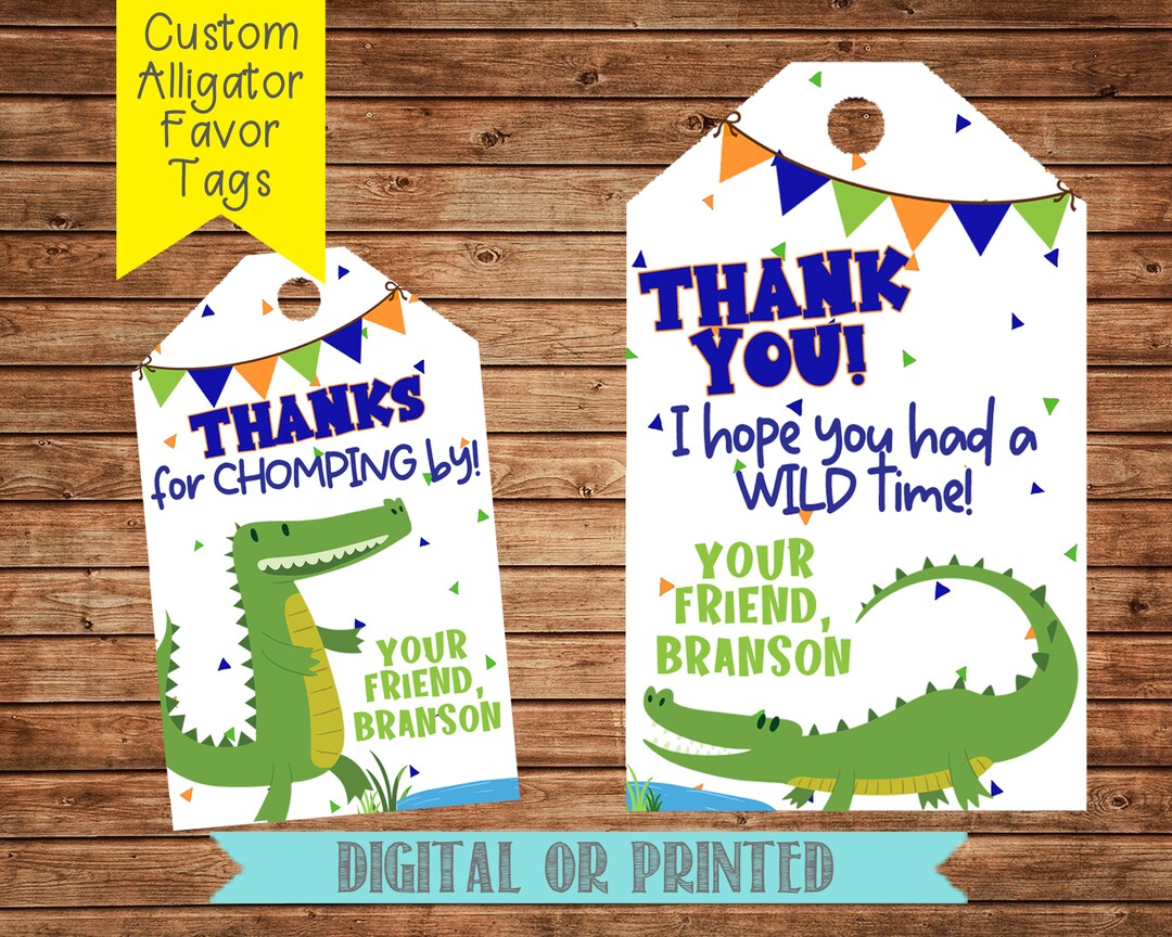 Alligator Favor Tags Alligator Thank You Tags Alligator Etsy