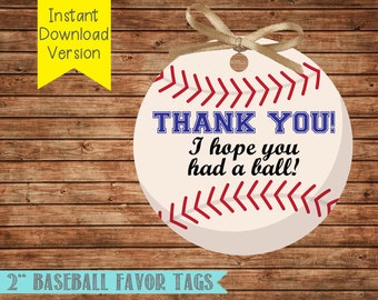 Baseball Favor Tags- Baseball Thank You Tags- Baseball Birthday Party-Instant Download-Digital File