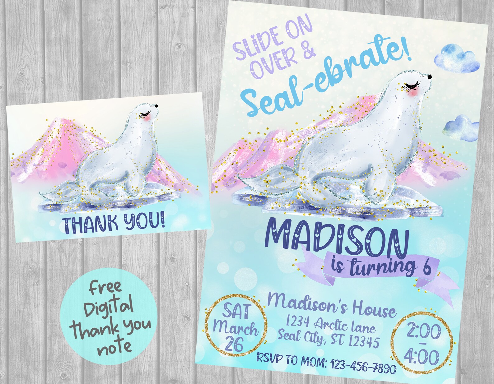 Seal Birthday Party Invitation Seal Birthday Invitation Seal Etsy