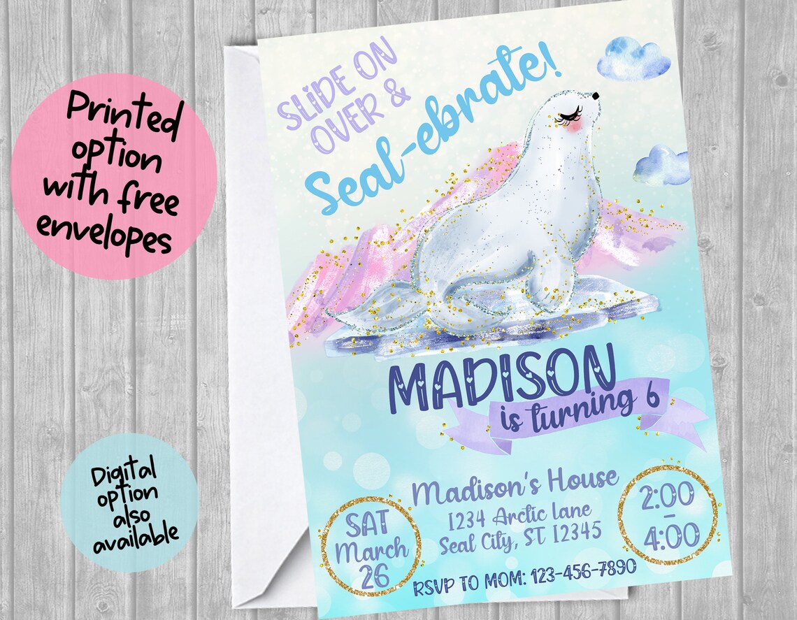 Seal Birthday Party Invitation Seal Birthday Invitation Seal Etsy
