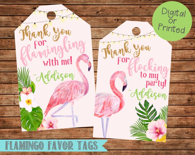 Flamingo Favor Tags Flamingo Thank You Tags Flamingo Birthday Party ...
