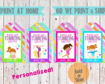 Gymnastics Favor Tags- Gymnastics Thank You Tags- Gymnastics Birthday Party-Personalized-You Print or We Print