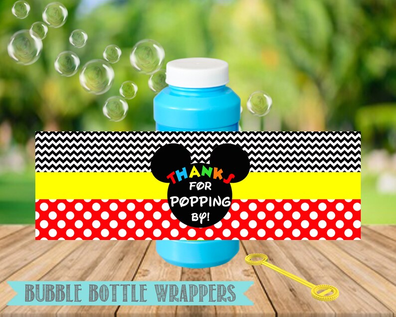 Mickey Bubble Bottle LabelsMickey Mouse Birthday Party Etsy