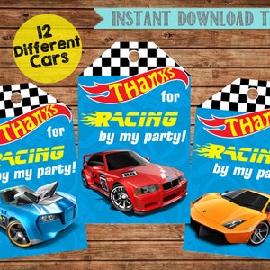 Tags de favor de carro de corrida - Tags de agradecimento de carro de corrida - Aniversário de carro de corrida - Tags de favor de corrida - Aniversário de corrida - Download instantâneo - Arquivo digital