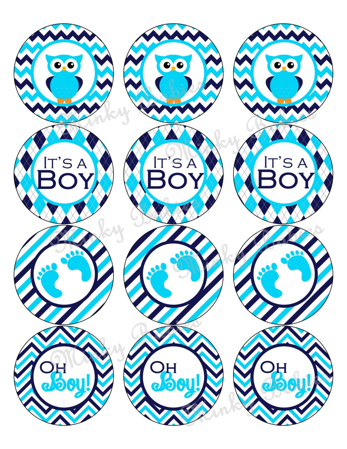 Baby Shower Cupcake Toppers DIY Printable Baby Boy Shower - Etsy