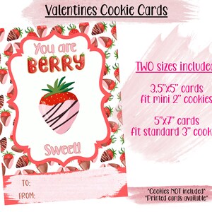 Valentinstag-Kekskarten – Beeren-Valentinstag-Kekskarten – Mini-Kekskarten – Erdbeer-Valentinstag – Sofortiger Download – Druck verfügbar