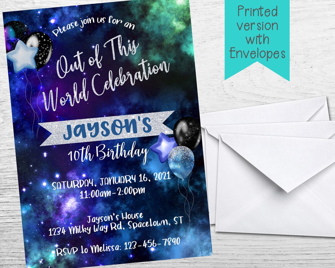 Galaxy Birthday Party Invitation Galaxy Invitation Boy - Etsy