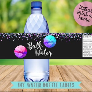 Bath Bomb Party Water Bottle Labels- Bath Bomb Birthday Party Water Bottle Labels- Bath Bomb Party Printable-Digital-Instant Download