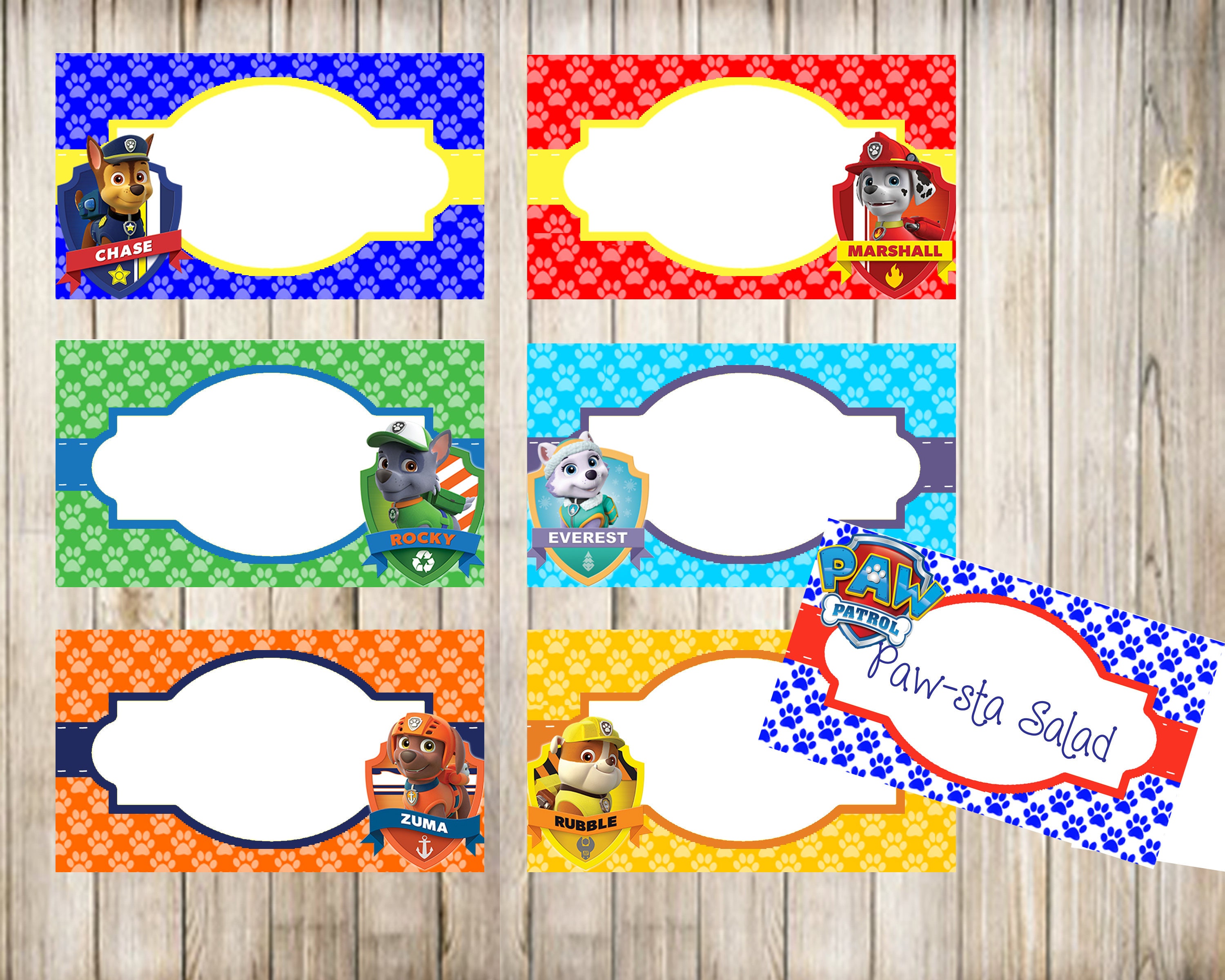 Paw Patrol Blank Food Tent Cards Labels Editable Paw Patrol | Etsy