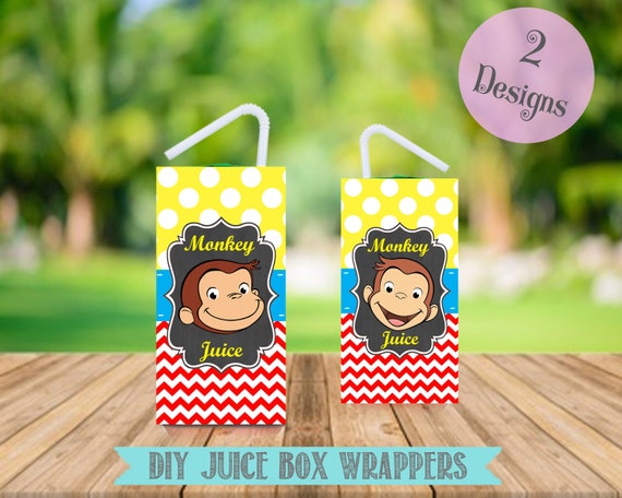 Curious George Juice Box Wrappers Curious George Birthday Etsy