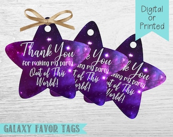 Galaxy Favor Tags- Galaxy Thank You Tags-Stars Favor Tags- Galaxy Birthday-Girls Galaxy Birthday-Instant Download-Digital File