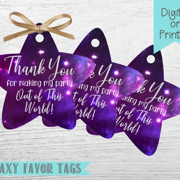 Galaxy Favor Tags-Galaxy Danke Tags-Stars Favor Tags-Galaxy Birthday-Girls Galaxy Birthday-Instant Download-Digital File