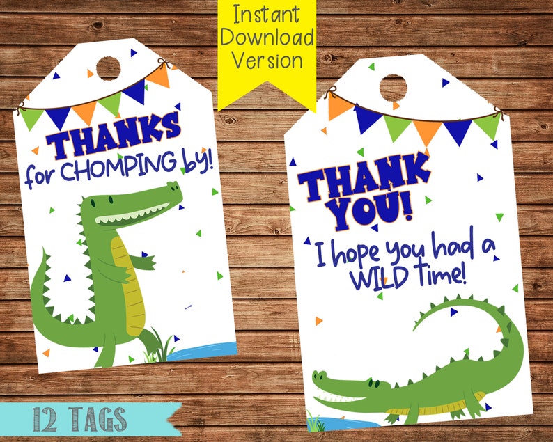 Alligator Favor Tags Alligator Thank You Tagsalligator Etsy