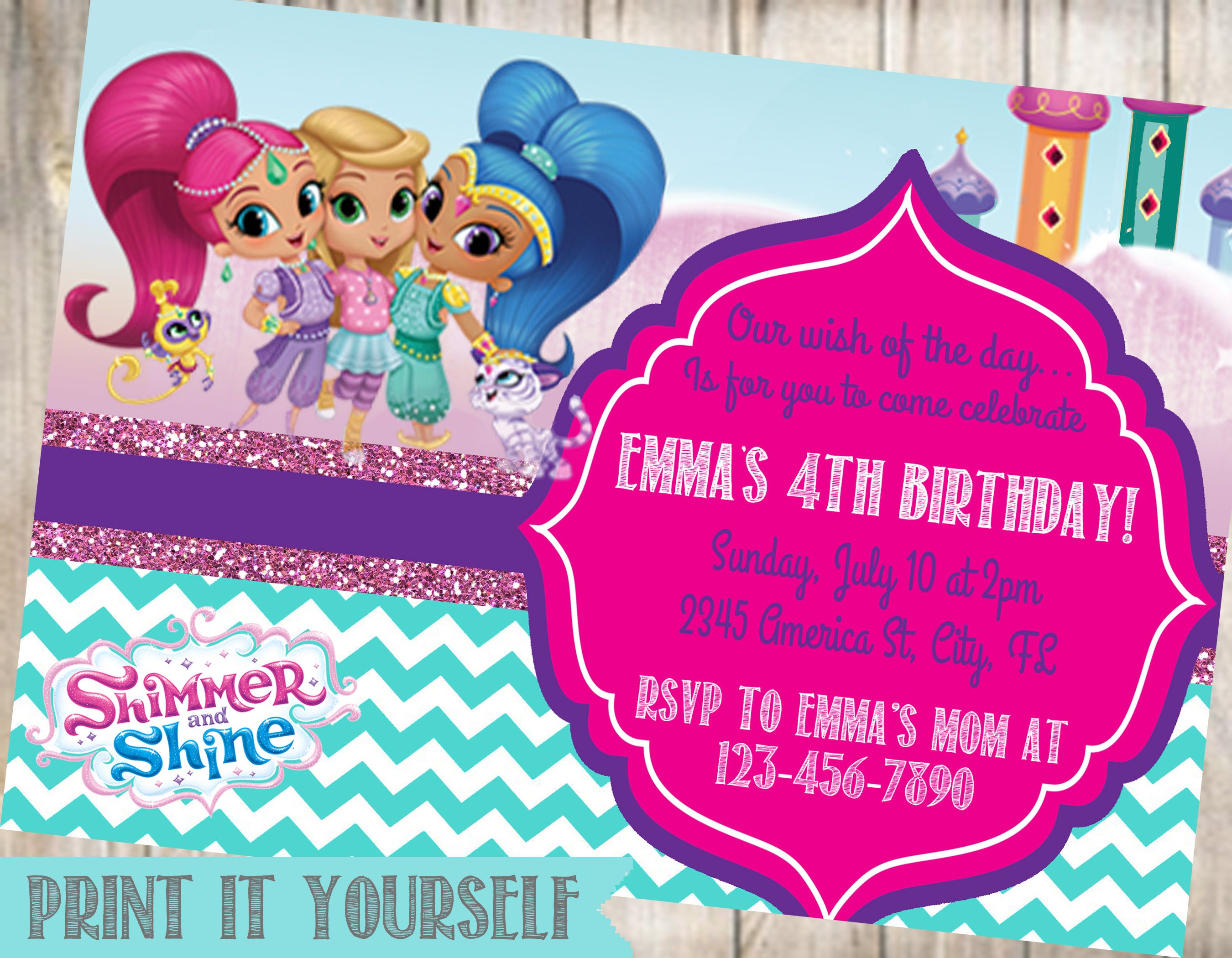 Shimmer and Shine Birthday Party Invitation Shimmer and Shine | Etsy